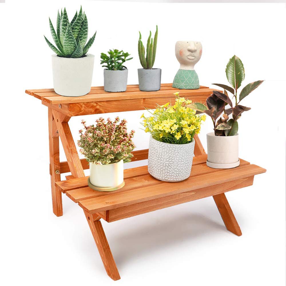 Amazon.co.jp: WORTH GARDEN 木製フラワースタンド二段 (ブラウン