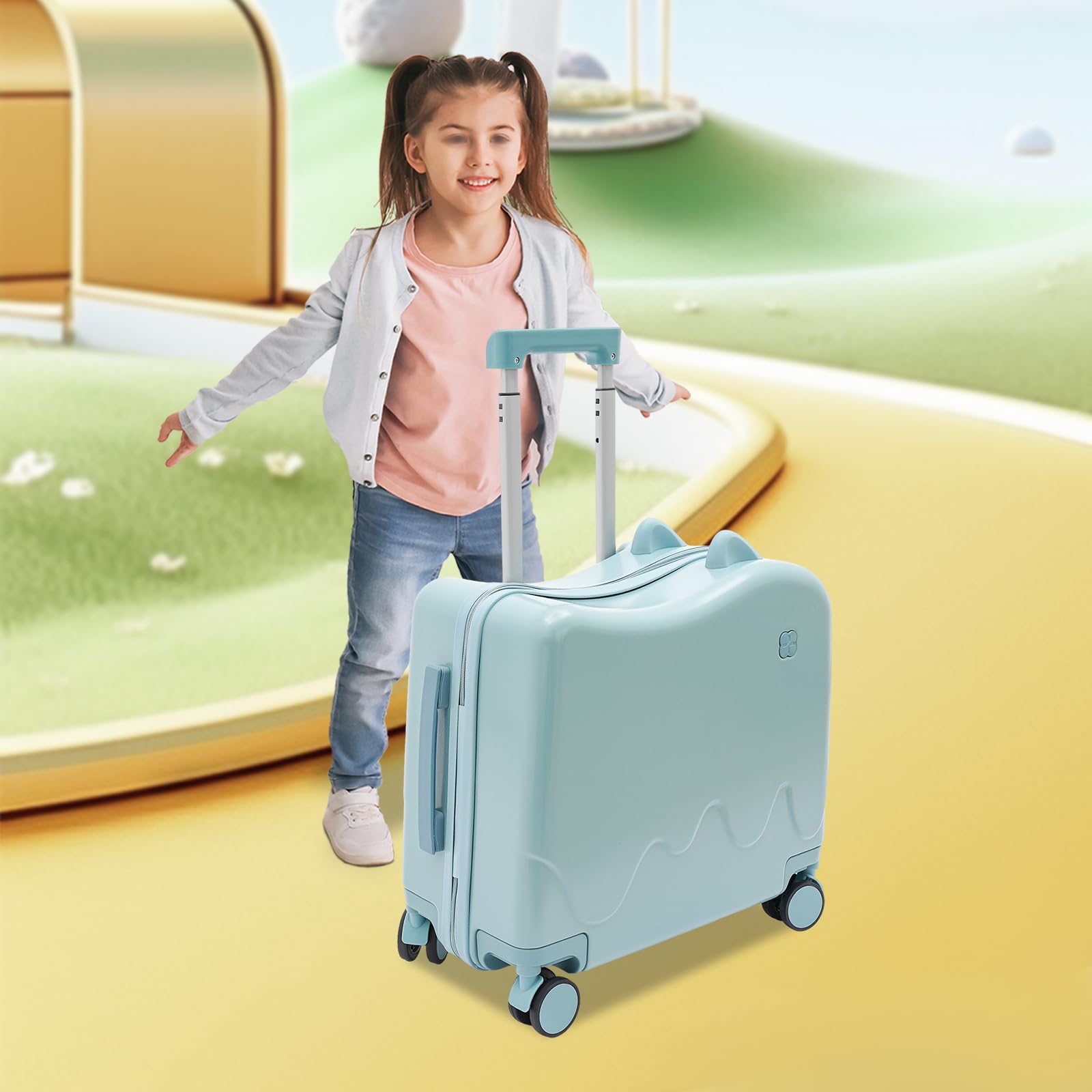 Ride-On walizka dziecięca 18", bagaż dziecięcy, dla chłopców, twarda obudowa, bagaż na kółkach z zamkiem na krótkie wycieczki, wyjazdy studyjne, wizyty w szkole