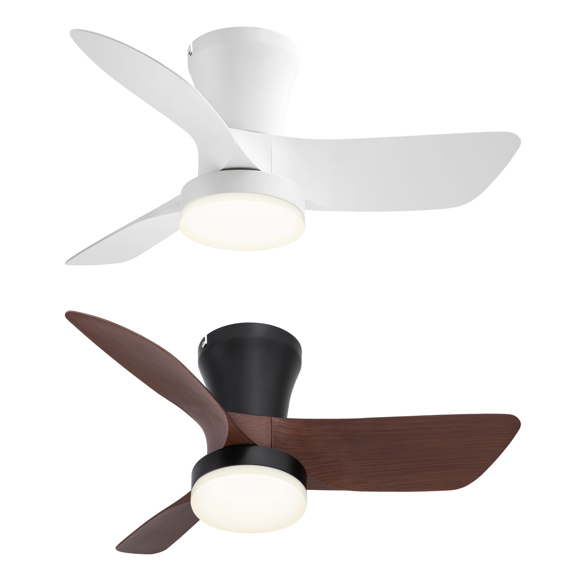 SUNMORY30 Inch Ceiling Fan White and Walnut Color