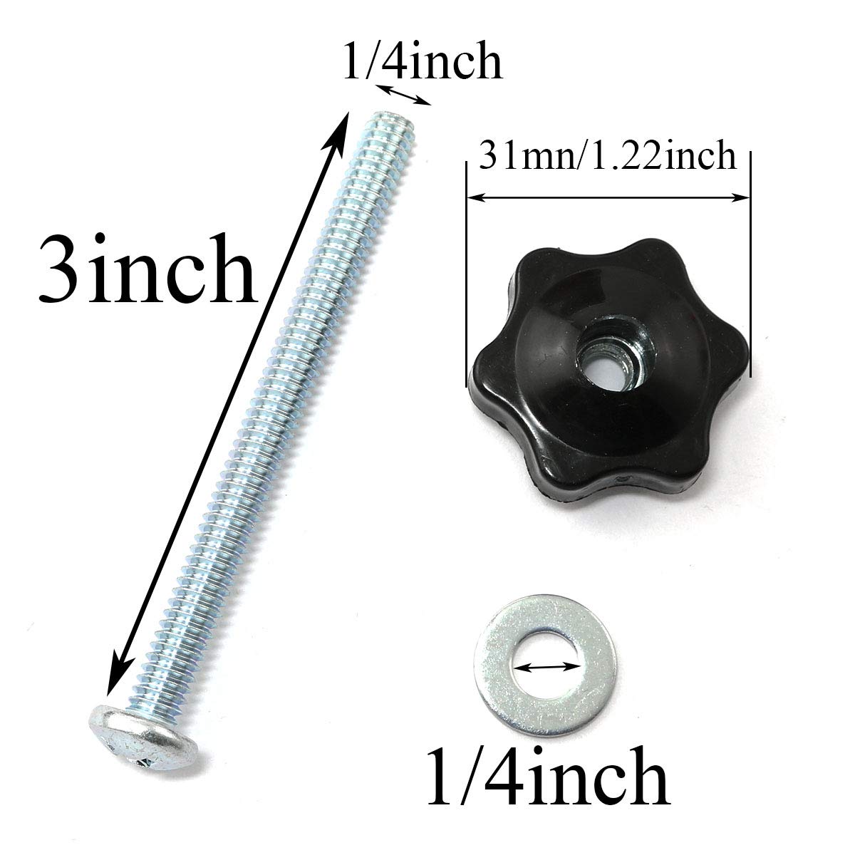 Pro Bamboo Kitchen 8 Sets T-Track Knobs Kit Galvanized Iron Screw 1/4-20 x 3 and 1/4