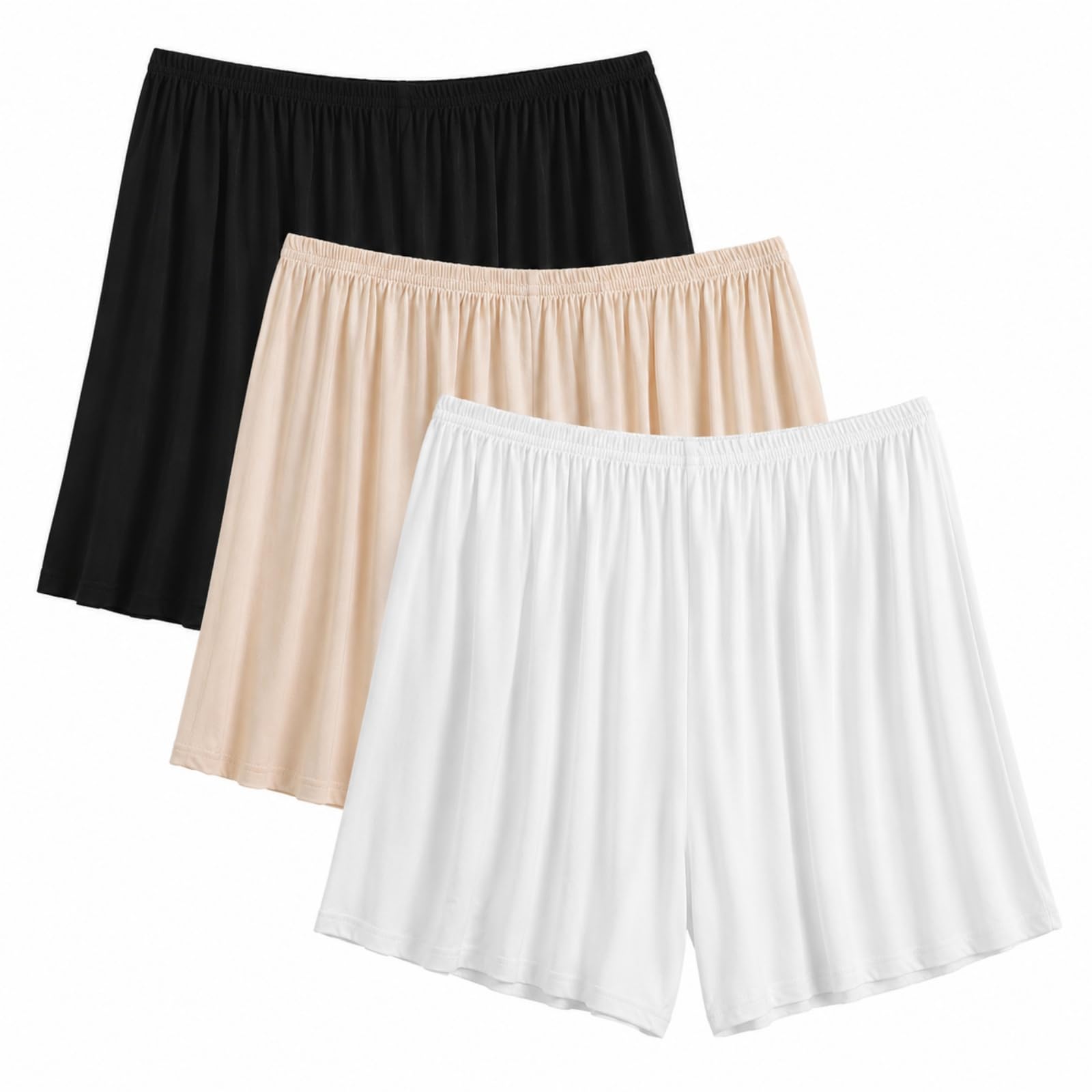 Runup Biancheria intima da donna in cotone modal a vita alta, pantaloncini anti-sfregamento, comodo, doppio scopo per il sonno e la protezione, in bianco, nero e color pelle, bianco, rosa, nero, L