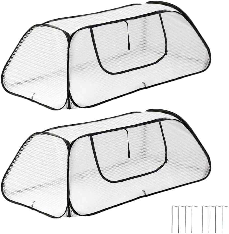 2 Pack Pop Up Garden Rows Accelerator Plants Cover- Protect Vegetables,Seedlings and from Birds Insects for Raised Garden Beds and Vegetable Rows - 45"x22"x16"