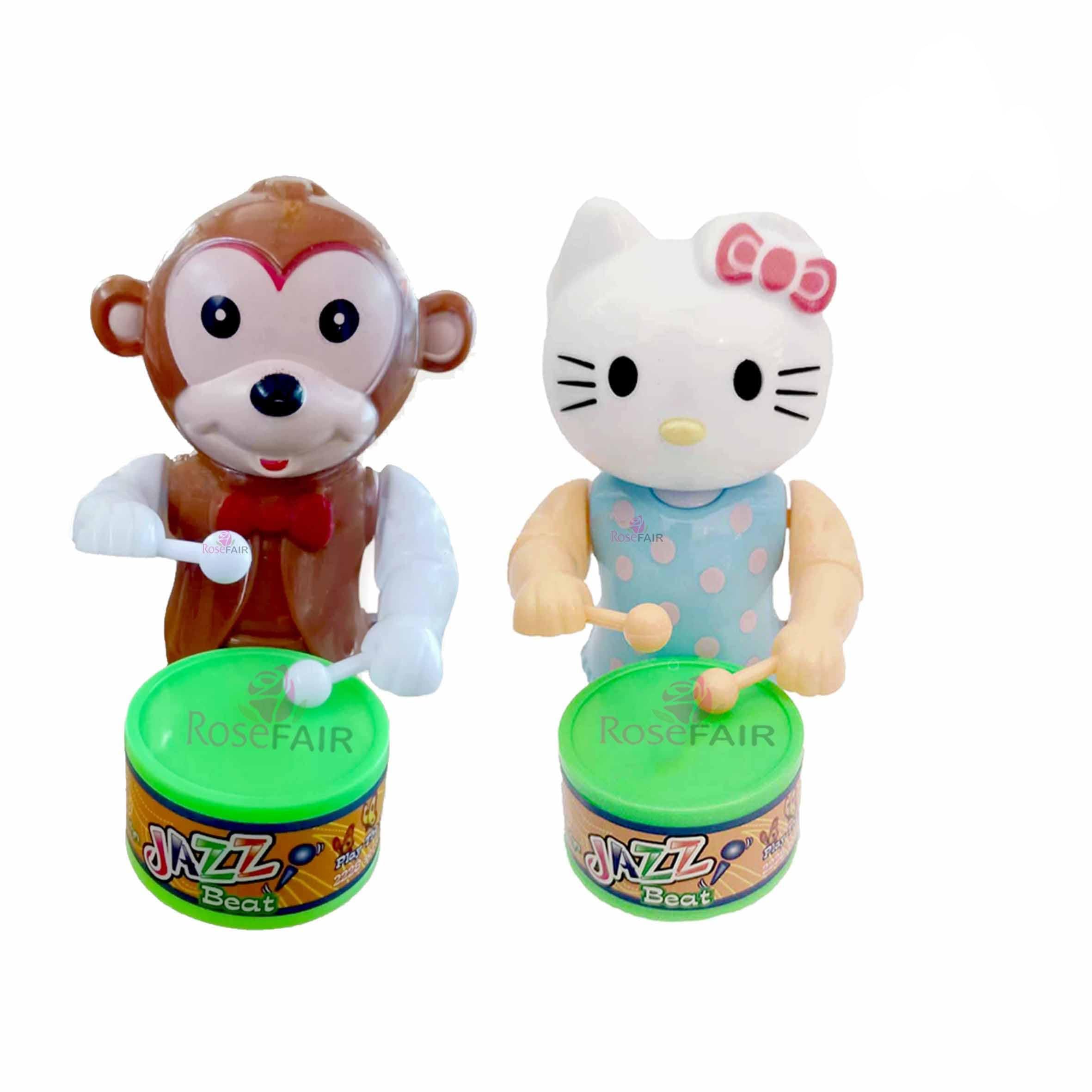 ROSEFAIR Musical Drummer Dancing Sound Toy for Babies, Educational Toddler Toy with Action Drum Baby Toys for Kids (Chock Monk- Blue KITTY-003) (B0C5NZBLX1) Amazon Price History, Amazon Price Tracker