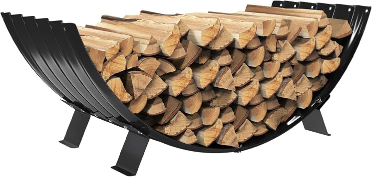 40-inch Sector Metal Firewood Rack with 4X Metal Support Outdoor / Indoor