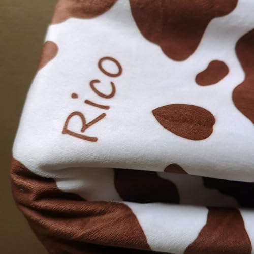 Miniatura 9 de Manta de bebé personalizada con estampado de vaca con nombre, forro polar sherpa suave, ideal para recién nacidos, bebés y niños