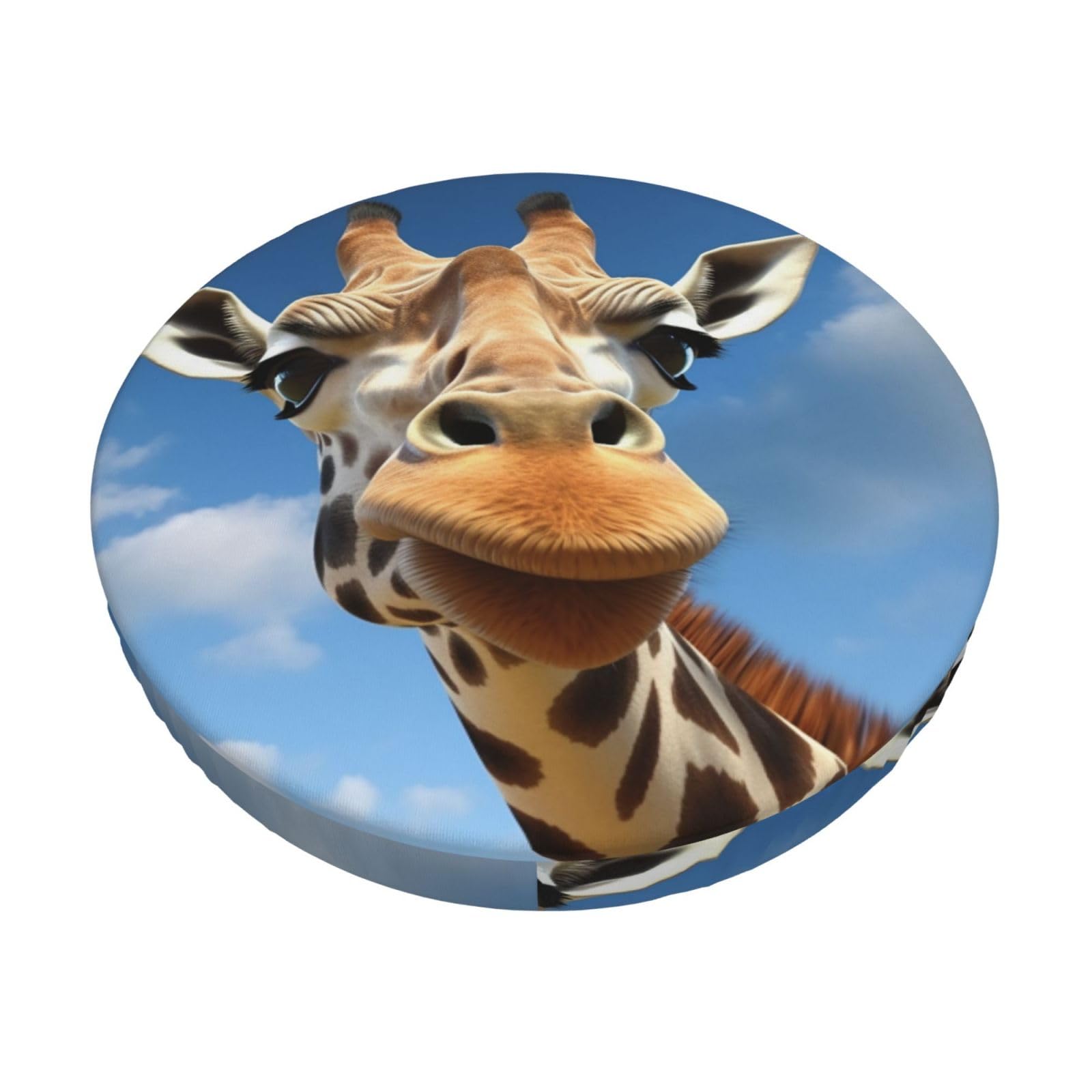 Fodpand Black Funny Giraffe Stool Covers Round 13 Inch, Stretch Round Bar Stool Seat Covers Washable Dustproof Stool Cushion Slipcover Soft Velvet Bar Chair Covers With Elastic Band