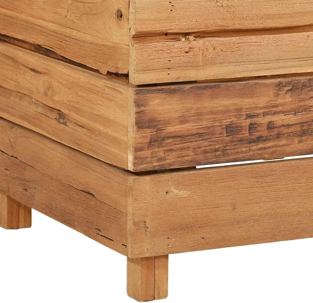 Large 59.1"x15.7"x15" Recycled Teak Wood Raised Garden Bed Rustic Brown Rectangular Elevated Planter Box with Steel Shelf for Balcony Patio Outdoor Herb Flower Vegetables