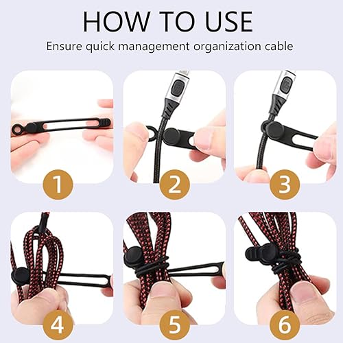 Miniatura 6 de Organizador de Cables de Datos, NUEVAS Bridas Elásticas de Silicona 2026, Bridas de Cable Reutilizables Organizador de Gestión de Cables