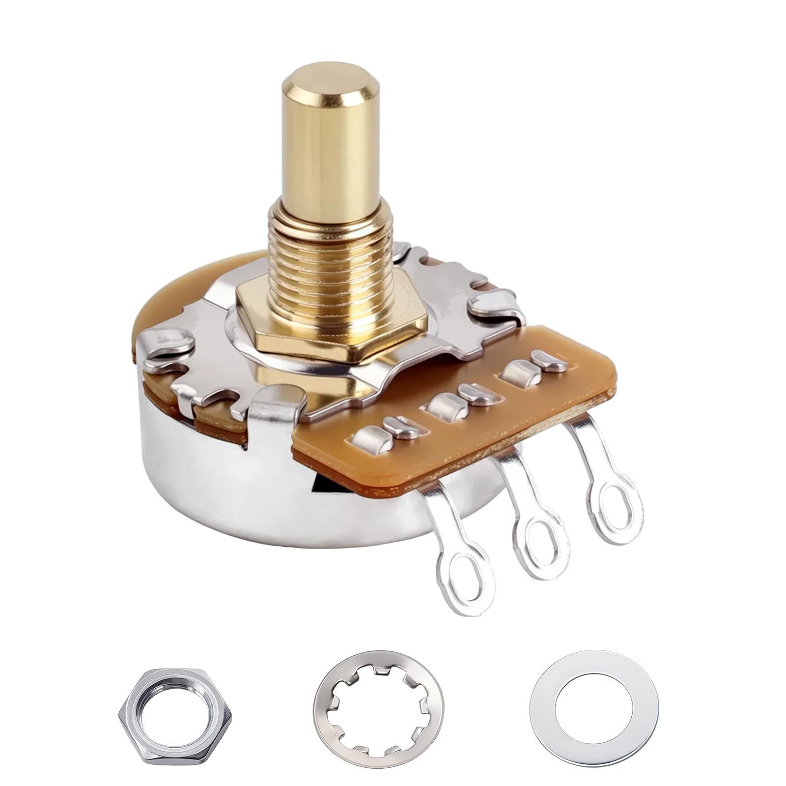 Banworks Brass B500K M8 Metric Thread Full Sized Guitar Solid Shaft Pots