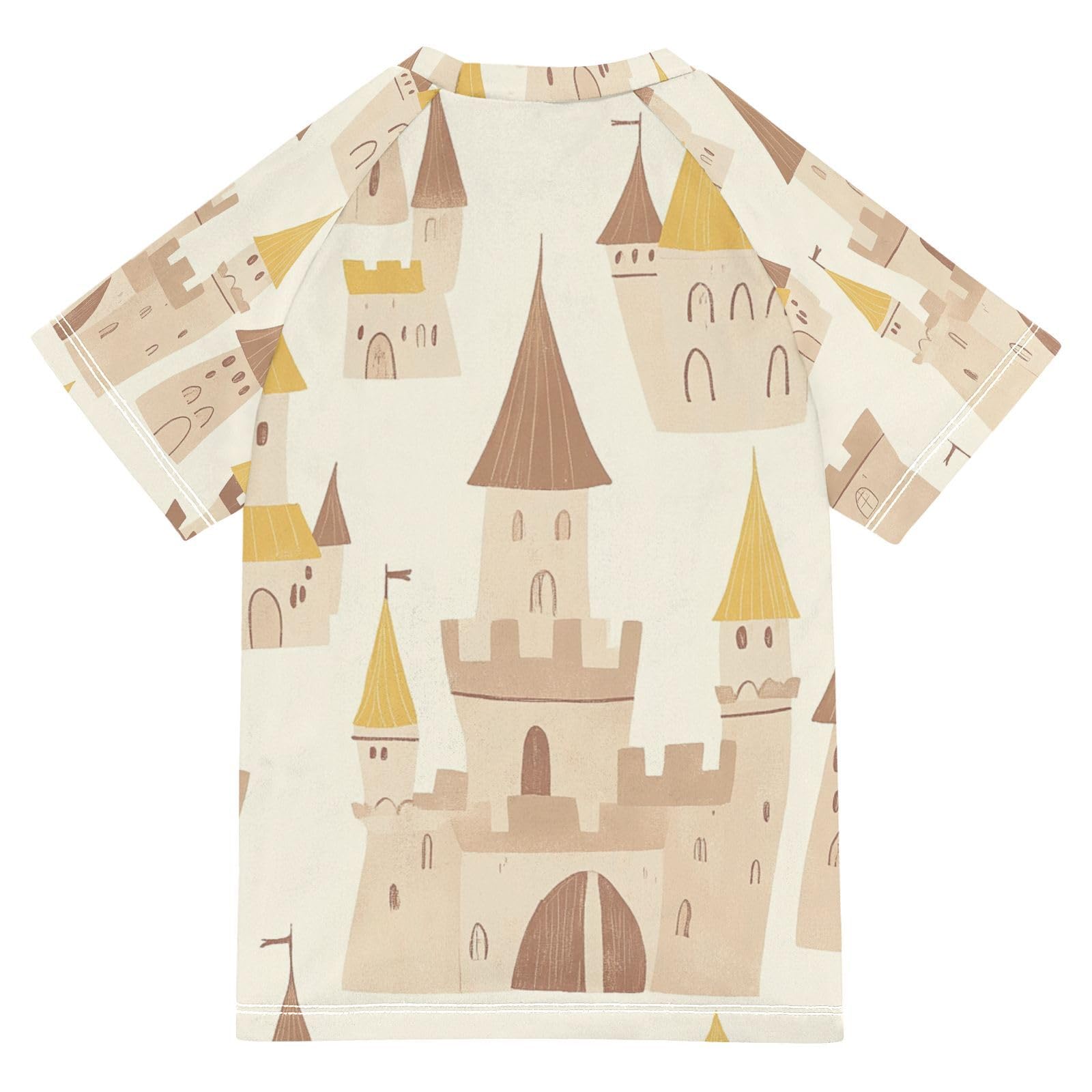 Jucciaco Boys Swimsuit Castle King Cartoon Sunscreen Kids Sun Rashguard Short Sleeve T-Shirts Swimwear Sets UPF 50+ Multicoloured
