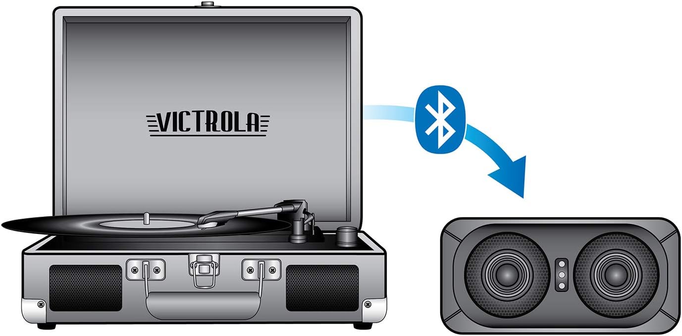 Victrola Vintage 3-Speed Dual Bluetooth Portable Suitcase Record Player with Built-in Speakers | Upgraded Audio Sound| Includes Extra Stylus | Stream Vinyl to Any Bluetooth Speaker! Retro Brown