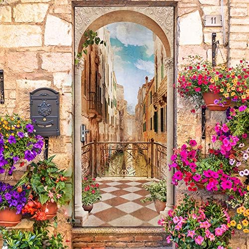 Modern Art Vinyl 3D Door Sticker, Peel and Stick Self Adhesive Removable Vinyl Door Decals for Home Decor,Door Mural Fridge Sticker Poster Art Wall Paper ,32.3x78.7"/82x200cm