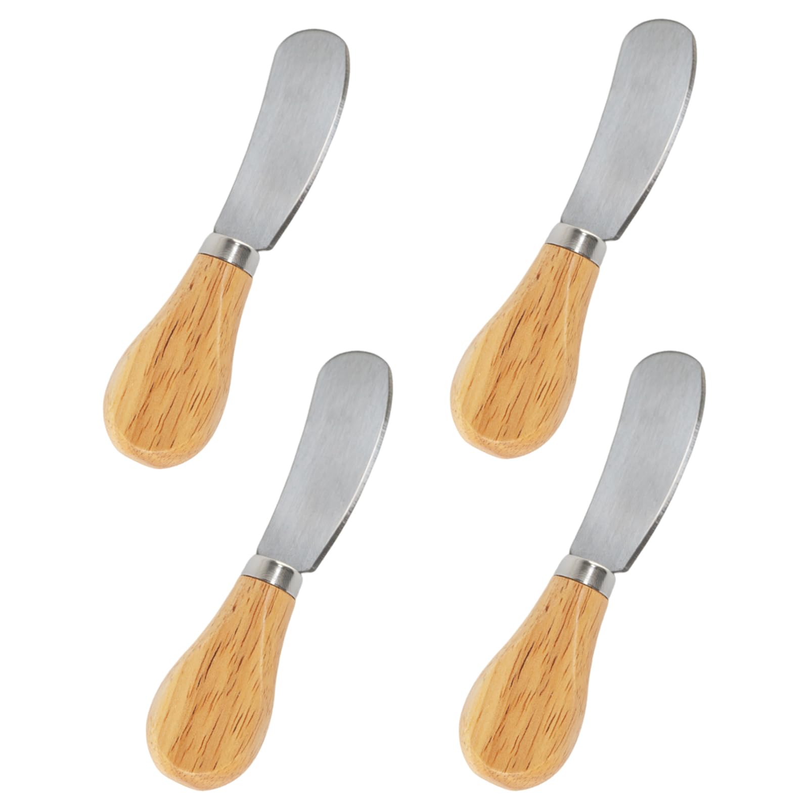 Set of 4 Cheese Spreaders with Wooden Handles - Mini Butter Knives, Stainless Steel Cheese Slicer, Small Cocktail Cutter for Charcuterie Boards, Appetizers, Condiments, Cream, Jam, and Sandwiches