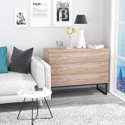 Miniatura 2 de DANN - Cómoda de cajón mesita de noche aparador 3 cajones mesita de noche almacenamiento de metal patas de metal cajón industrial