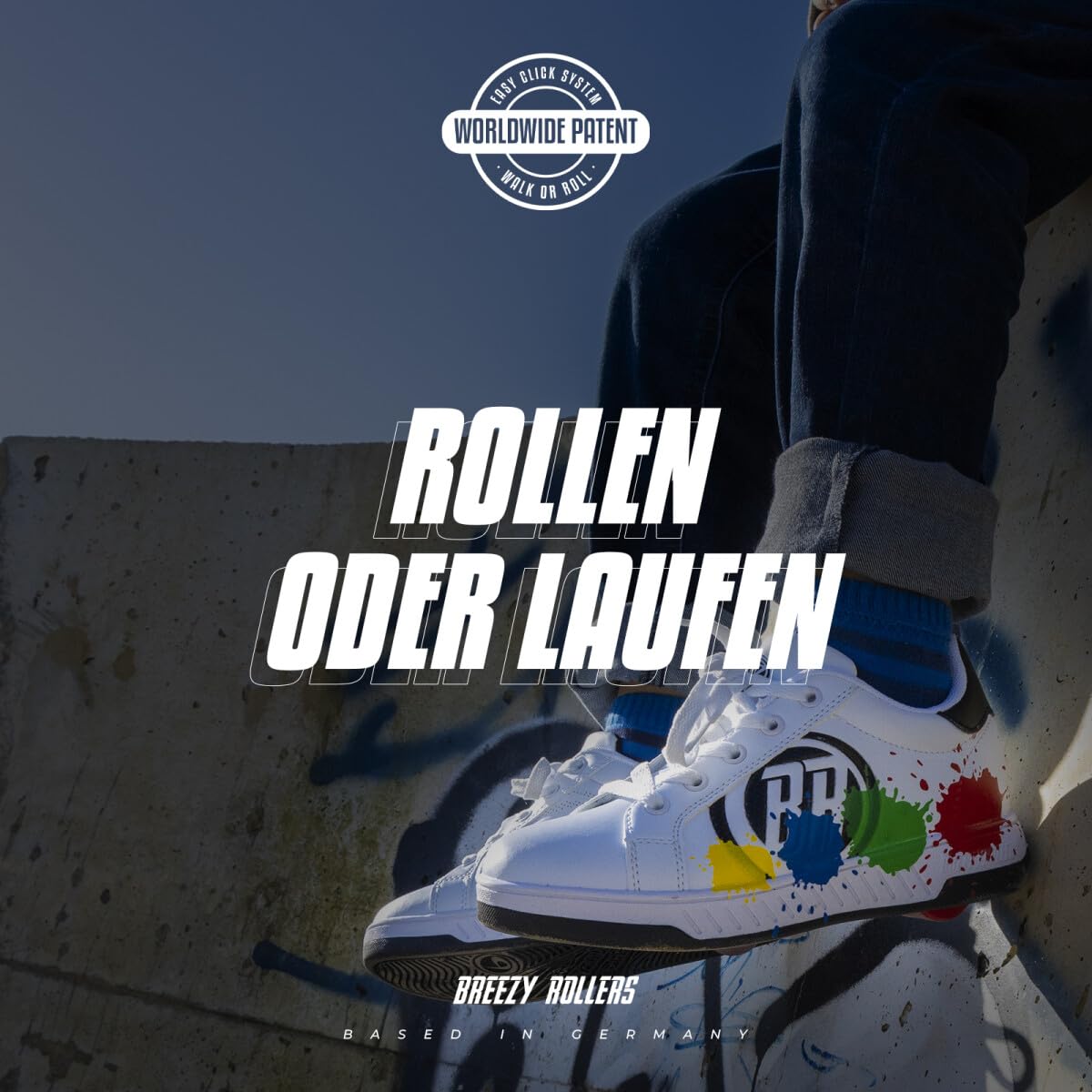 BREEZY ROLLERS Schuhe mit Rollen für Kinder I Rollschuhe-Sneaker Kids I Von Kinder Straßen-Schuhen zu Rollschuh in wenigen Sek. I Patentiertes Klick-System I Turnschuhe mit Rollen für Mädchen & Jungen