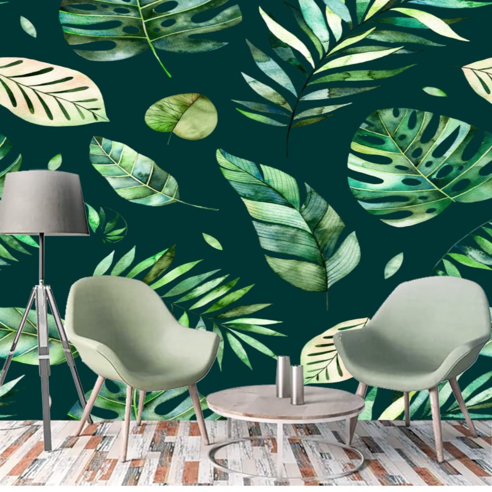 Tropical Palm Leaf Plant Photo Wallpaper 3D Effect, Green Southeast Asian Forest Landscape Art Large Wall Paper Wall Murals Space for Living Room Tv Background Wall Room and Bedroom 400 x 280 cm