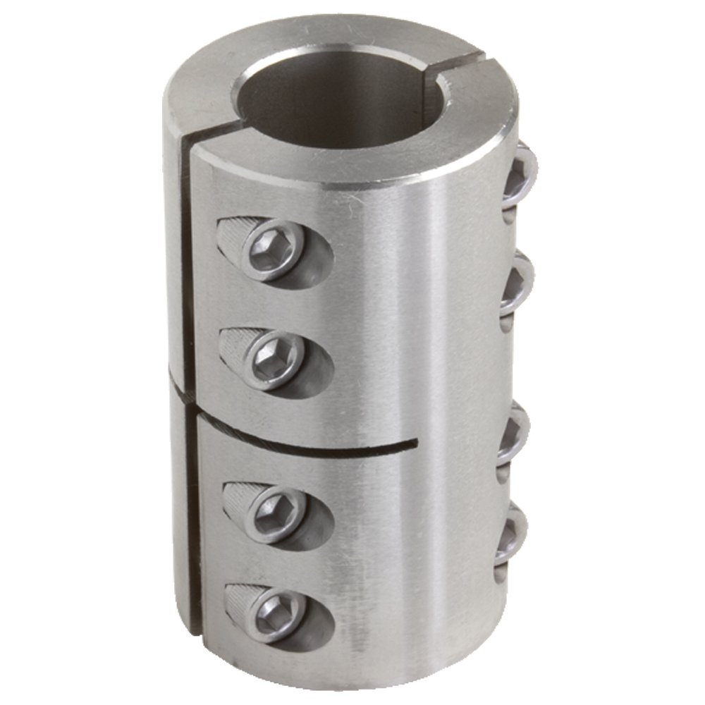 Climax Part 2ISCC-037-037-S T303 Stainless Steel Clamping Coupling, 3/8 inch X 3/8 inch bore, 7/8 inch OD, 1 3/8 inch Length, 6-32 x 3/8 Clamp Screw