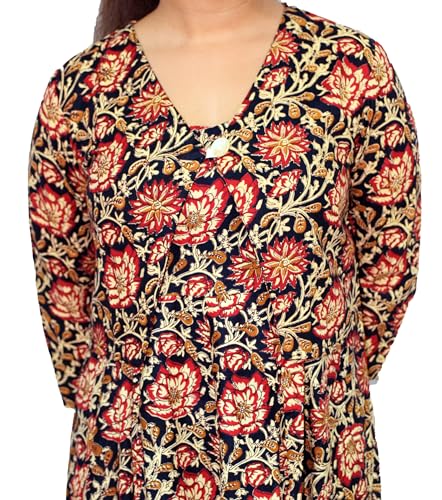 Image of JAIPUR HAND BLOCK Cotton Sleeveless Long Flared A Line Dress|Gown (S00063)