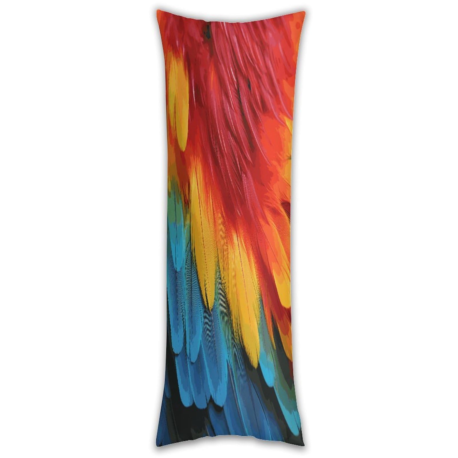 Fantastic Parrot Feather Pillow Cases Breathable Vertical Long Pillowcase Body Pillowcase with Hidden Zipper Closure Soft and Cozy Pillow Cover 20x54 Inches for Bedroom Couch