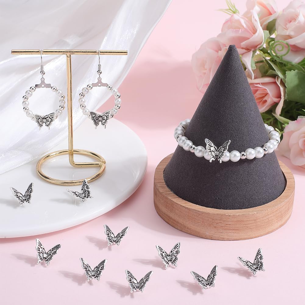 SUNNYCLUE 120Pcs Small Butterfly Metal Beads, Antique Silver Tebitan Styles - Image 4