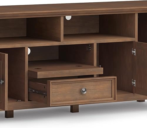 Miniatura 8 de SIMPLIHOME Amherst - Soporte de TV multimedia de 72 pulgadas de ancho color marrón envejecido natural rústico