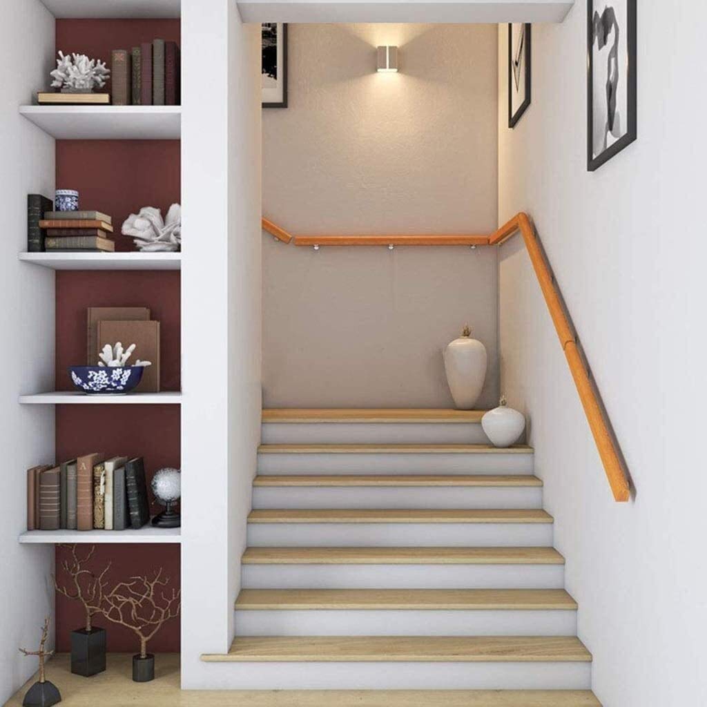 Poręcz schodowa z litego drewna, naścienna poręcz balustrady balustrady tarasowe podłokietnik korytarza pręt nośny łazienka balans, konfigurowalny (rozmiar: 310 cm) (60 cm)