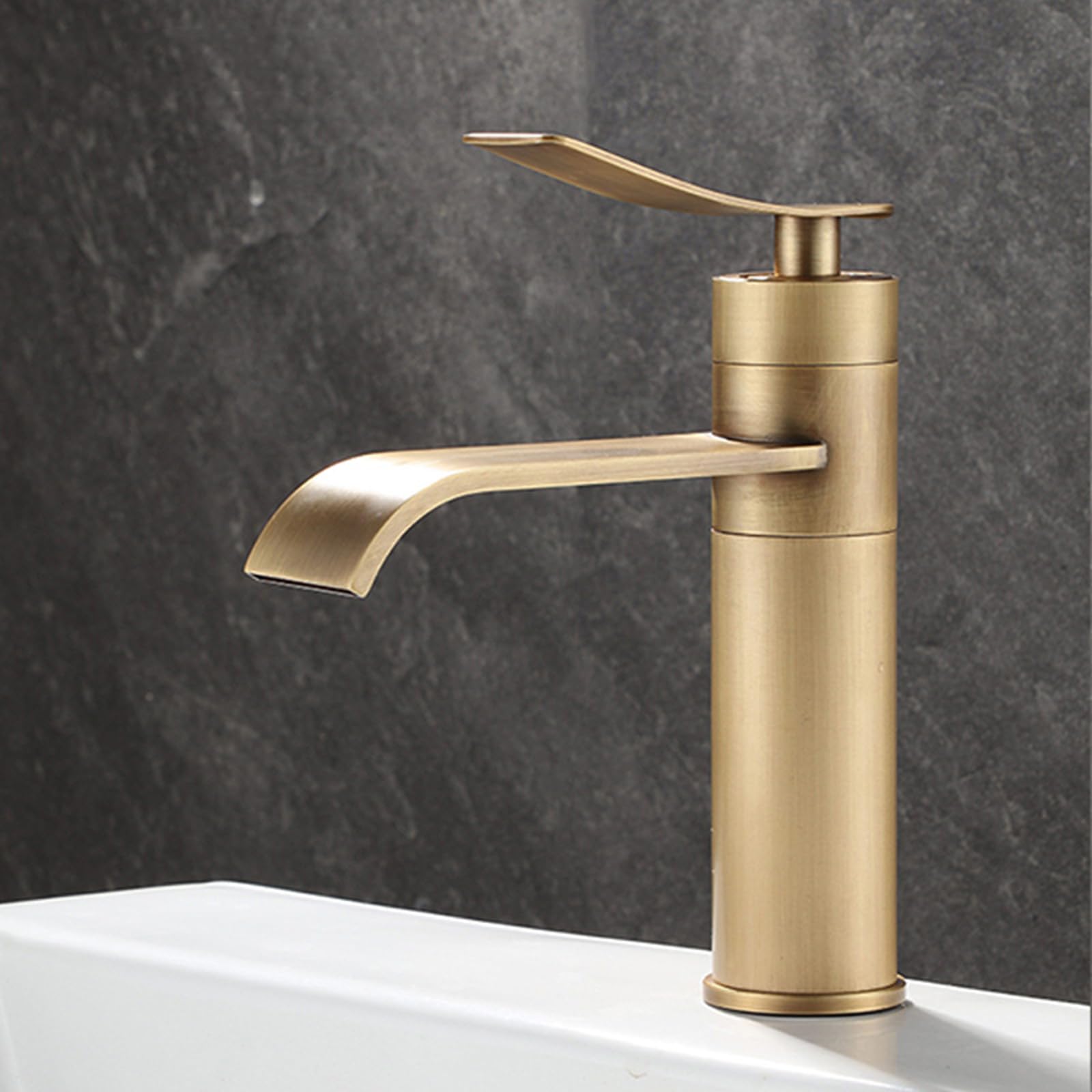 ANVLOJRIH Bathroom Sink Taps Basin Mixer Tap Antique Waterfall Bathroom Faucets Brass Hot and Cold