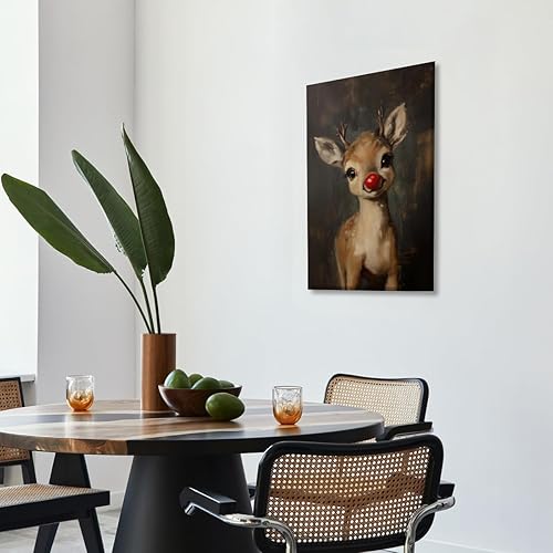 Miniatura 7 de Lienzo retro adorable de Navidad con diseño de reno de Rudolph the Red Nose Reindeer Poster Dark Academia Estética de Ciervo Caprichoso Estampado
