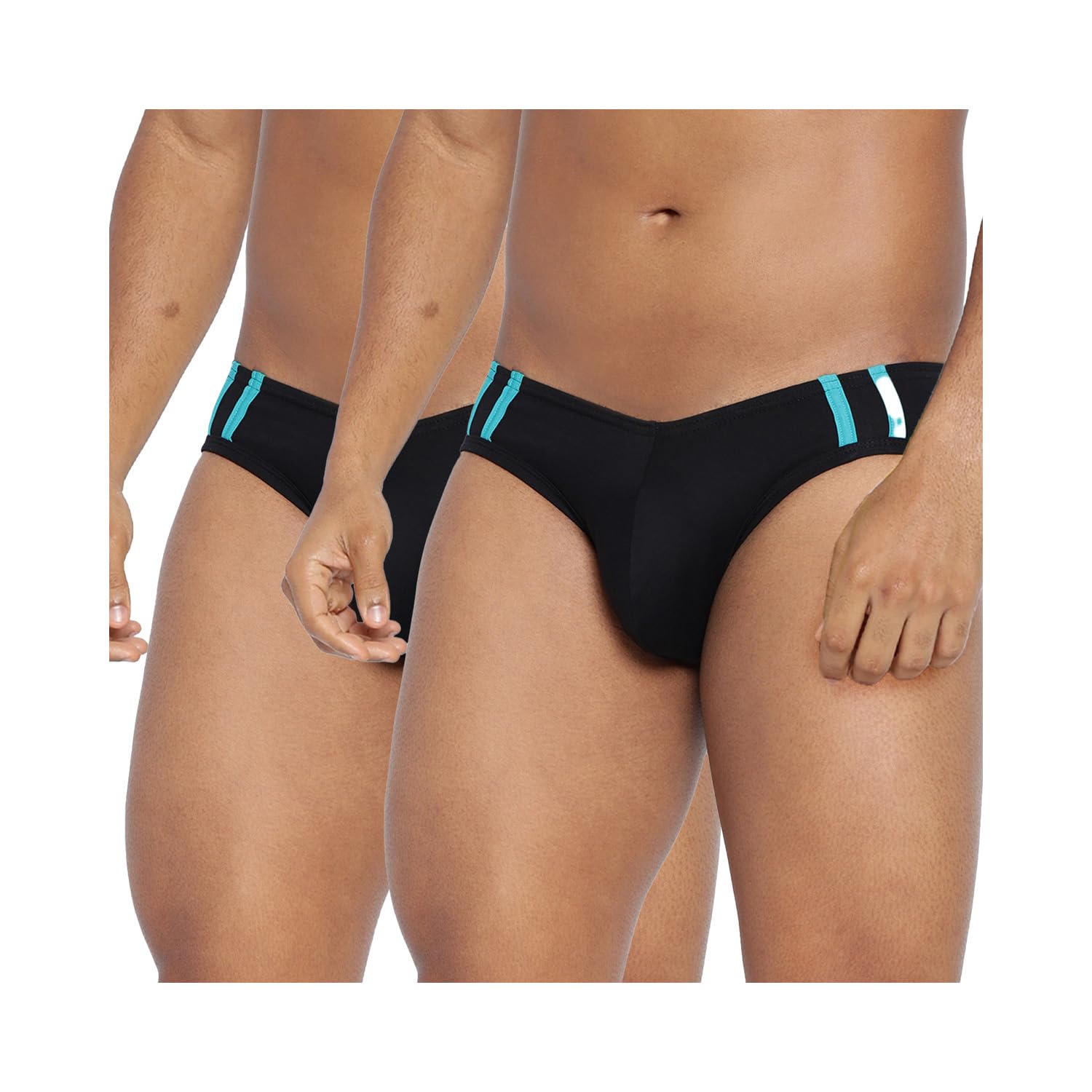 la intimo BASIICS Men's Striped and Solid Fashion Brief (Pack of 2) Black-picture-37