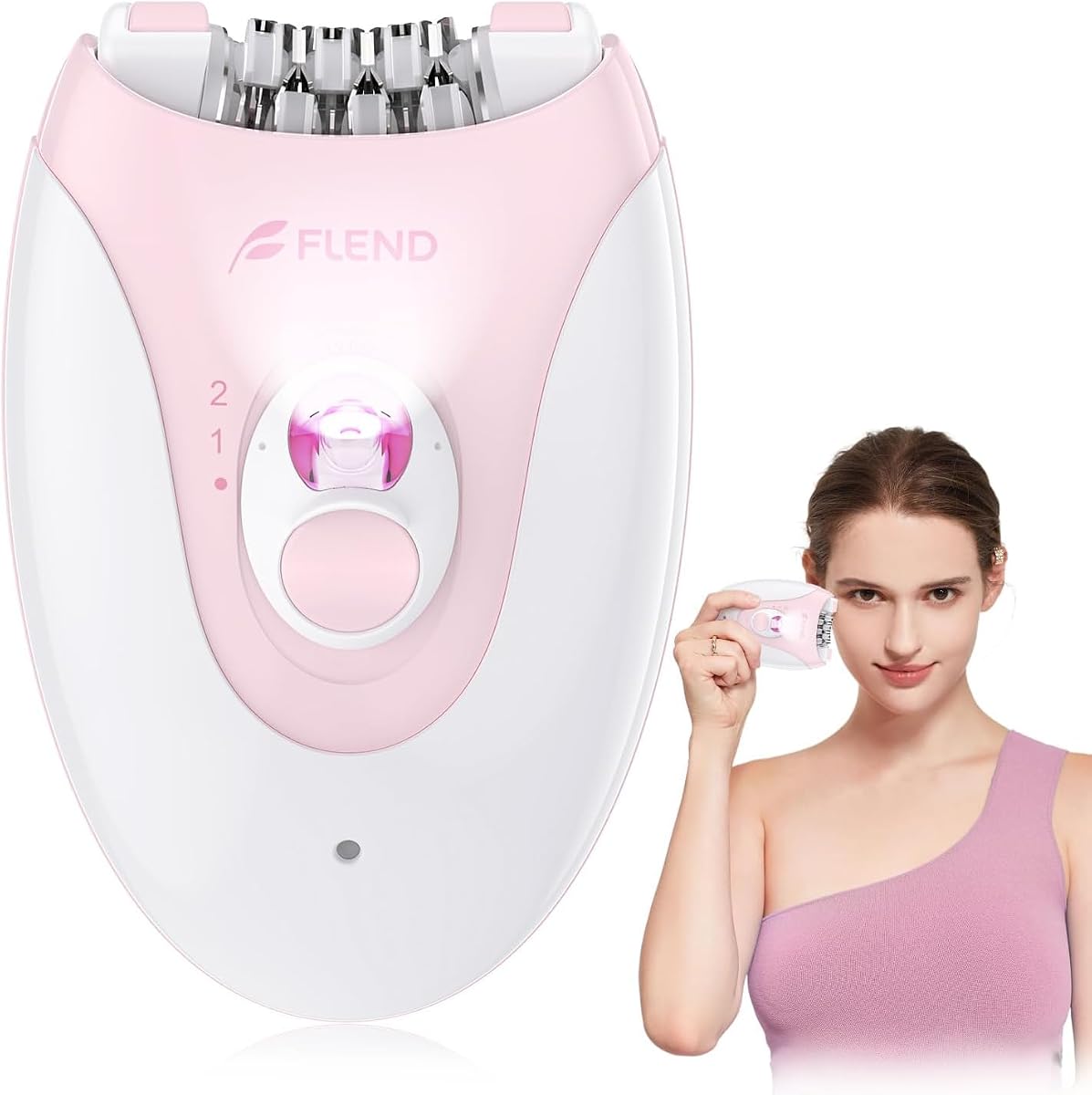 Depiladora de deslizamiento suave para mujeres, dispositivo de depilación indoloro de 2 velocidades con luz LED, 36 pinzas y almohadilla de masaje, depiladora recargable para cara, bikini, brazos y piernas