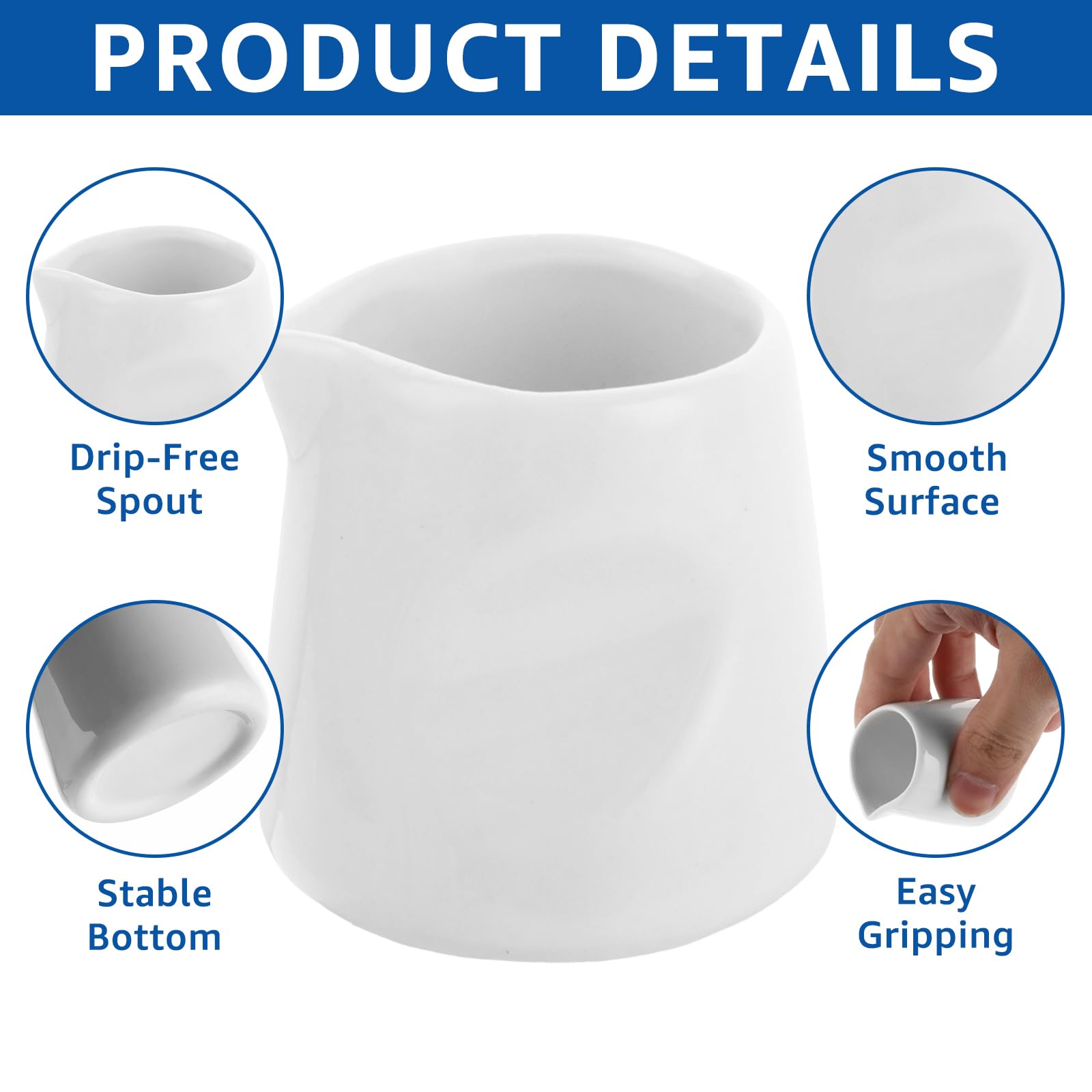 APACALI 16 Stück Weiße Milchkännchen Porzellan, 40ml Mini-Kännchen Milchkännchen Klein, Sahnekännchen Klein Keramik Milchkännche für Milch,Soße,Kaffee,Saucen,Küche,Bar,Café