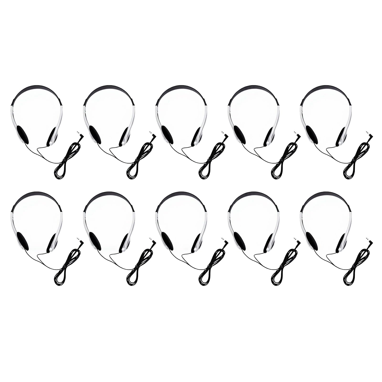 Karlak 10 Stück -Klassenzimmer-Kopfhörer, Langlebige Over-Ear-Kopfhörer mit Kabel für Schule und Reisen, Verstellbare Passform, 3,5-mm-Anschluss, Leichtes ABS