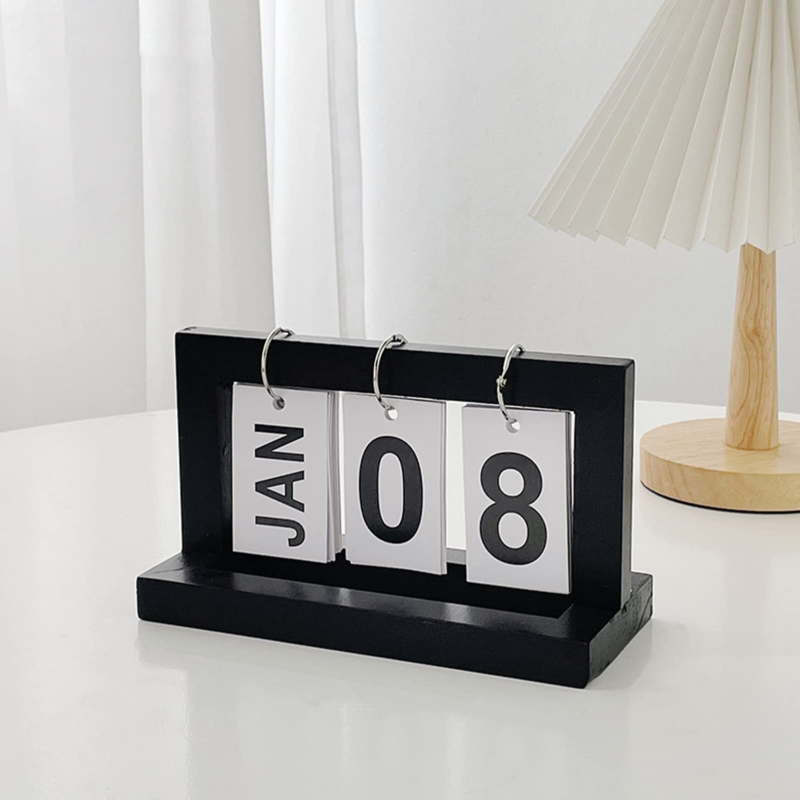 Calendrier de table en bois 2026 Calendrier de l'Avent, 20 x 9 x 12 cm Décoration pour bureau, maison et table (noir)