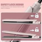 K&K Flat Iron Small Mini Tourmaline Titanium Hair Straightener 0.5 inch Plate 4D 360°Swivel LED Display for Woman Short Hair Adjustable Temperature Dual Voltage Auto Shut Off (Pink, 1 Inch)