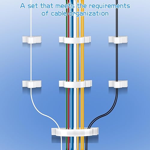 Miniatura 6 de XHF Kit de 30 piezas de clips adhesivos para cables y alambres blancos, organizador de cables para gestión de cables al aire libre, soporte de cable