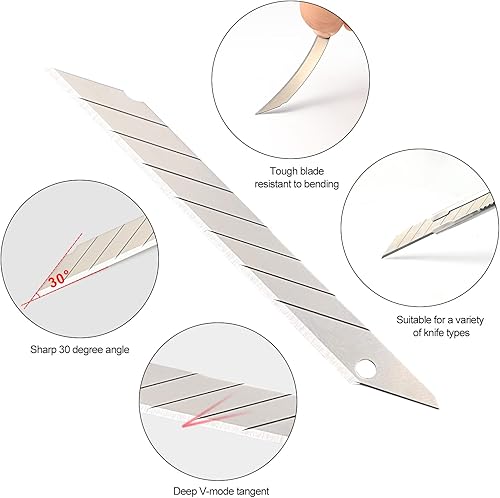 Miniatura 3 de FOSHIO Cuchillas de repuesto universales de 30 grados de 0.354 in, material de acero al carbono de alta dureza, envoltura de vinilo automático,