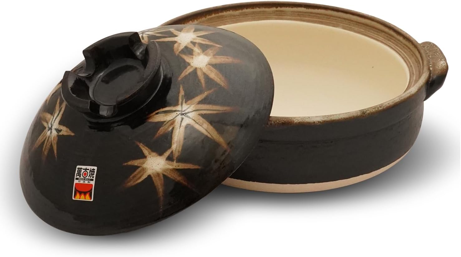Yokkaichi Banko-yaki Donabe: Elegant Autumn Leaf Earthenware Pot Microwave & Oven Safe, Perfect for Stews & Hot Pots, Made in Japan(2.2 Quarts)