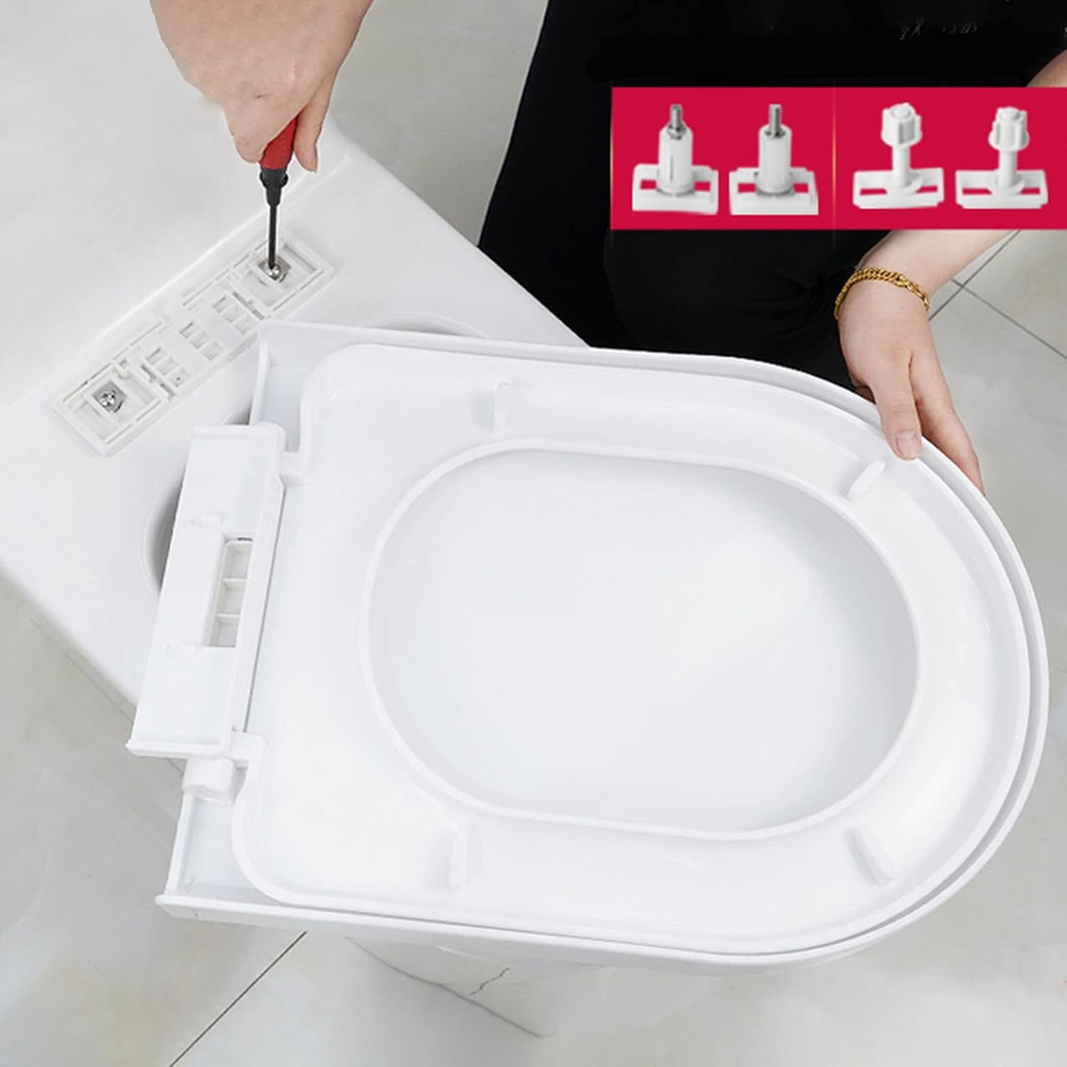 Elongated Toilet Seat with Cover Quiet Close, Slow Close Toilet Lid, Universal Installation, Comfortable Ergonomic Seat Strong Bearing Capacity Easy to Clean