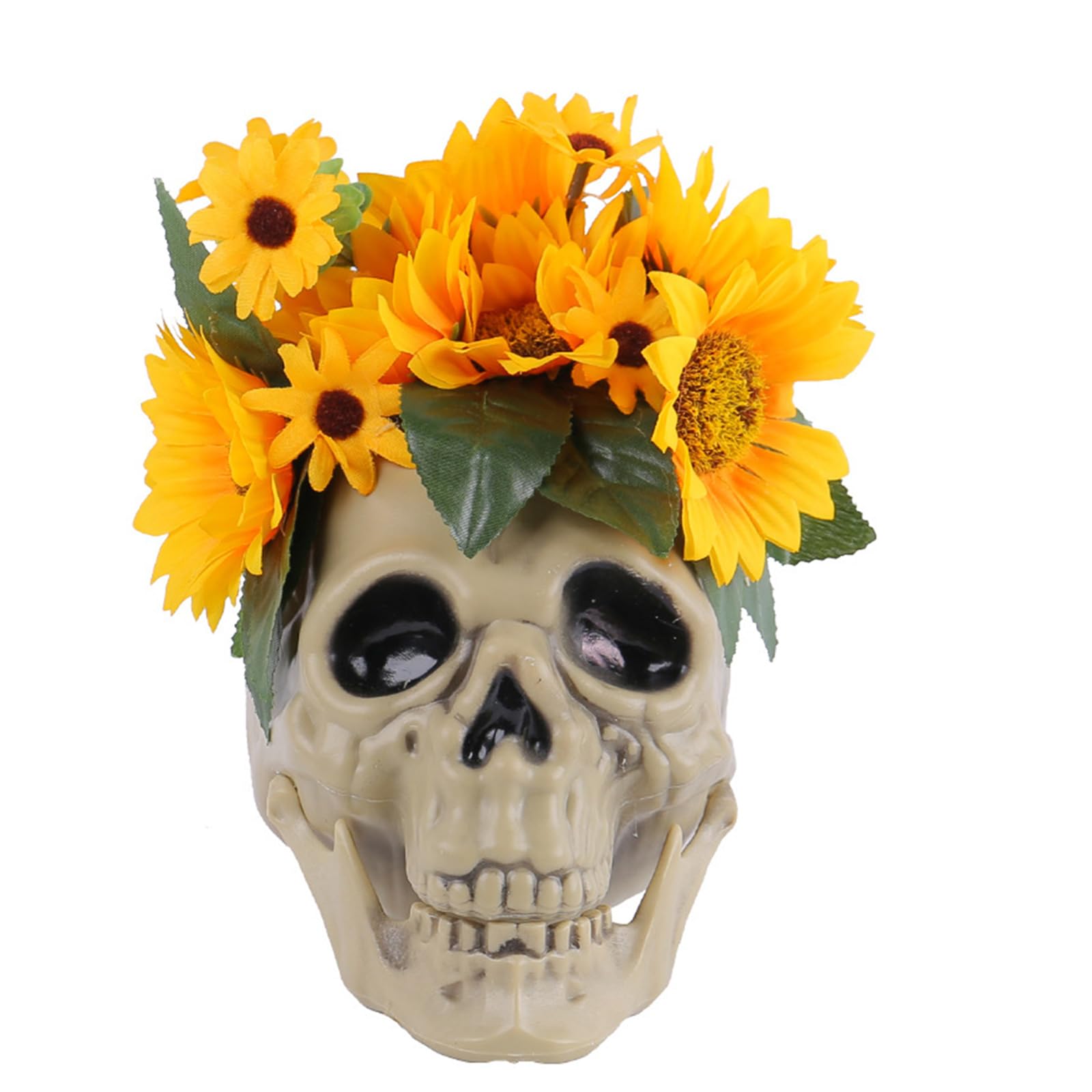 Sculpture de tête de crâne en fleur modèle os pour décoration