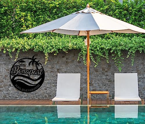 Personalized Pool Signs for Outside Funny Pool Decor Wall Pool Metal Sign Poolside Paradise Sign Personalized Family Pool Sign Beach,Family Name Sign Pool Gift Decorations Outdoor for Deck Decor