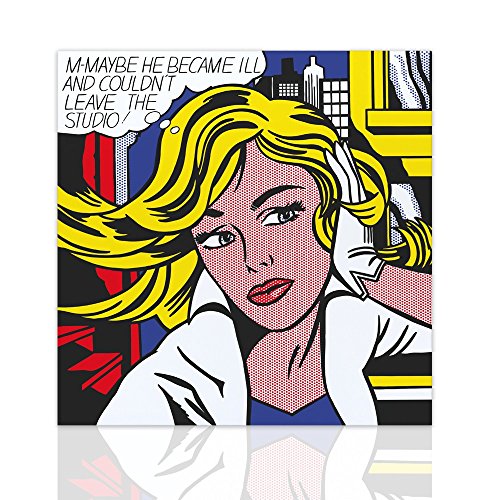 Colorscrazy Quadro Tributo Roy Lichtenstein M-Maybe - Arredo Moderno Stile Pop Art Telaio in Legno Realizzato a Mano Pronto da Appendere Design - Declea