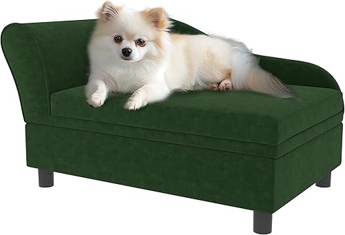 Miniatura 14 de PawHut Sofá cama de lujo para perros con almacenamiento oculto, sofá cama pequeño para perros con espuma suave de 2 pulgadas, muebles modernos para