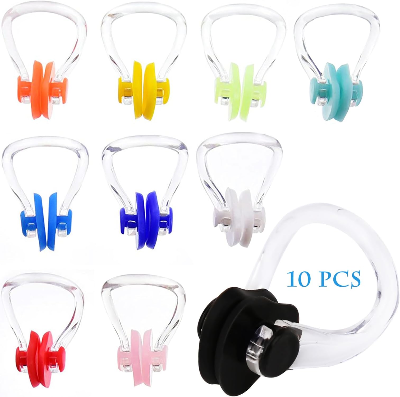 XCOZU Swimming Nose Clip, Kids Childrens Adult 10 Pieces Silica Gel Swim Nose Clip Plug Protector for Swimming
