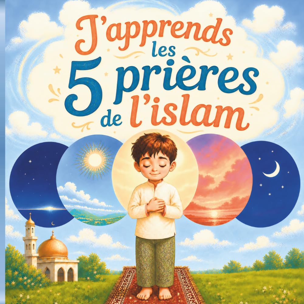 J’apprends les 5 prières de l’islam: Un album illustré pour enfants musulmans : reconnaître les heures de prière et découvrir un pilier de l’islam