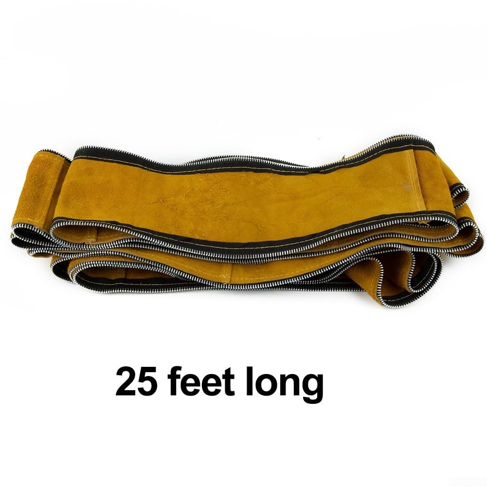 25FT TIG Welding Torch Cable Cover Resistant Leather Black Hose Cover 7.6 Meters with Cowboy Zipp er Jacket For TIG/MIG Yellow