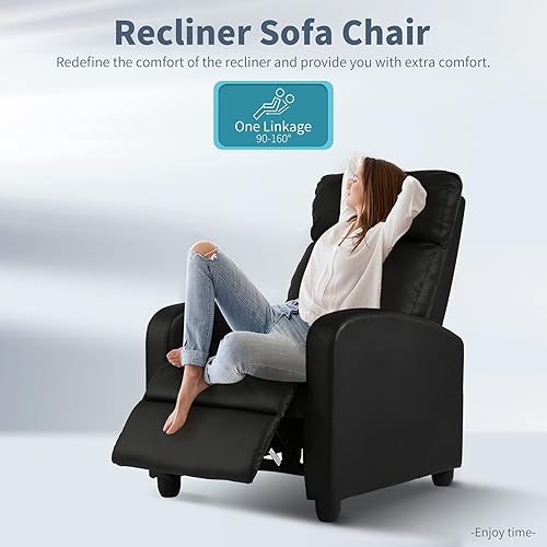 Miniatura 12 de HCY Silla reclinable, silla de masaje para sala de estar, muebles de cine en casa, sillas planeadoras modernas con respaldo de ala, sofá individual