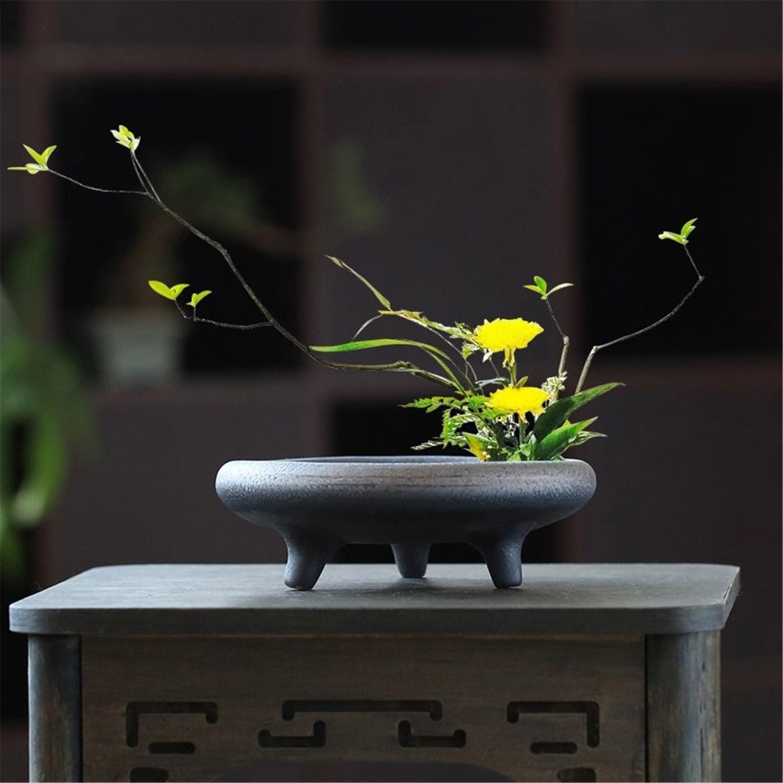 Sottovasi per Fiori Piattino for composizioni Floreali in Ceramica retrò Basso a Tre Gambe Vassoi per Piante