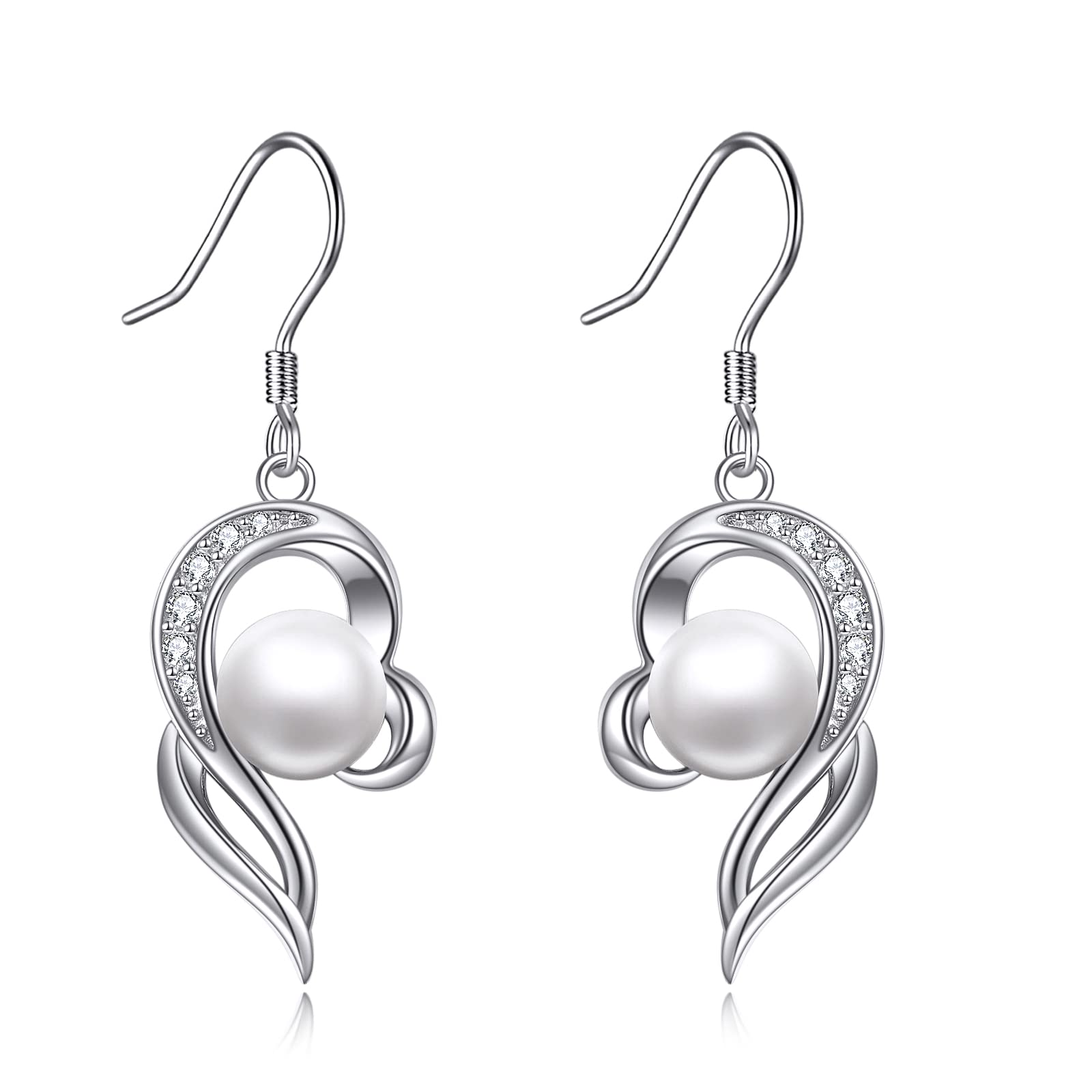 Perlen Ohrringe für Damen 925 Sterling Silber Irischer Keltischer Knoten Creolen Leverback Schmuck Geschenke für Mama Mutter Mädchen Freunde