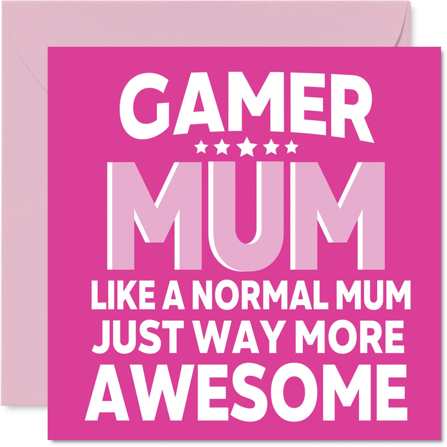 Mum Birthday Card - Awesome Gamer Mum - Happy Birthday Card from Son Daughter, 145mm Gamer Parent Mother's Day Greeting Cards