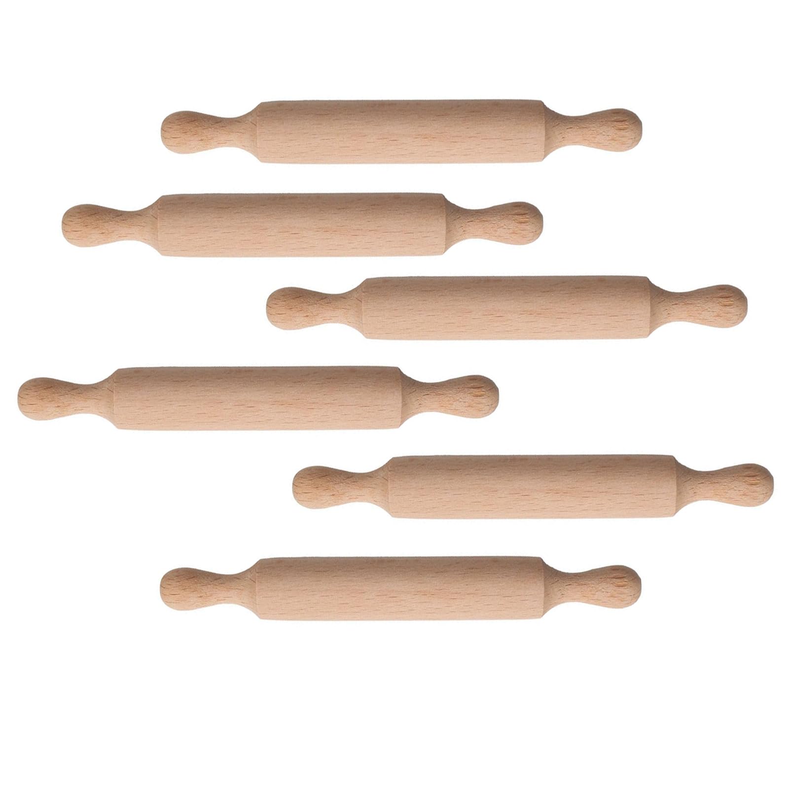 Rmeet Mini Wooden Rolling Pins for Kids,6 Pcs Small Playdough Rollers 14cm
